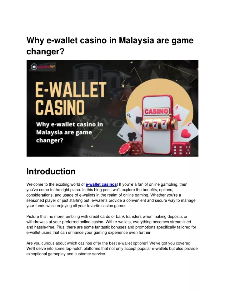 why e wallet casino in malaysia are game changer