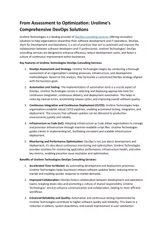 from assessment to optimization urolime