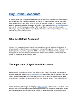 Buy Hotmail Accounts