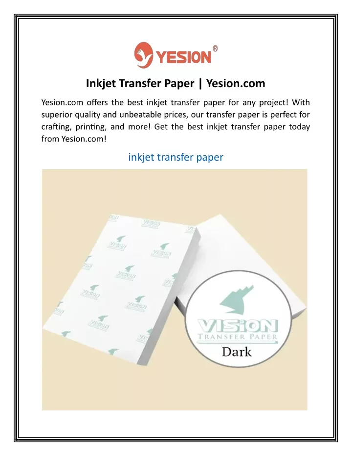 inkjet transfer paper yesion com