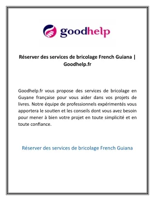 Réserver des services de bricolage French Guiana  Goodhelp.fr