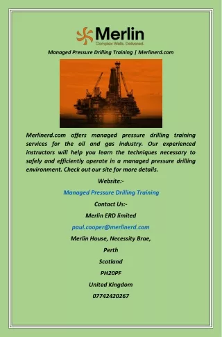 Managed Pressure Drilling Training  Merlinerd