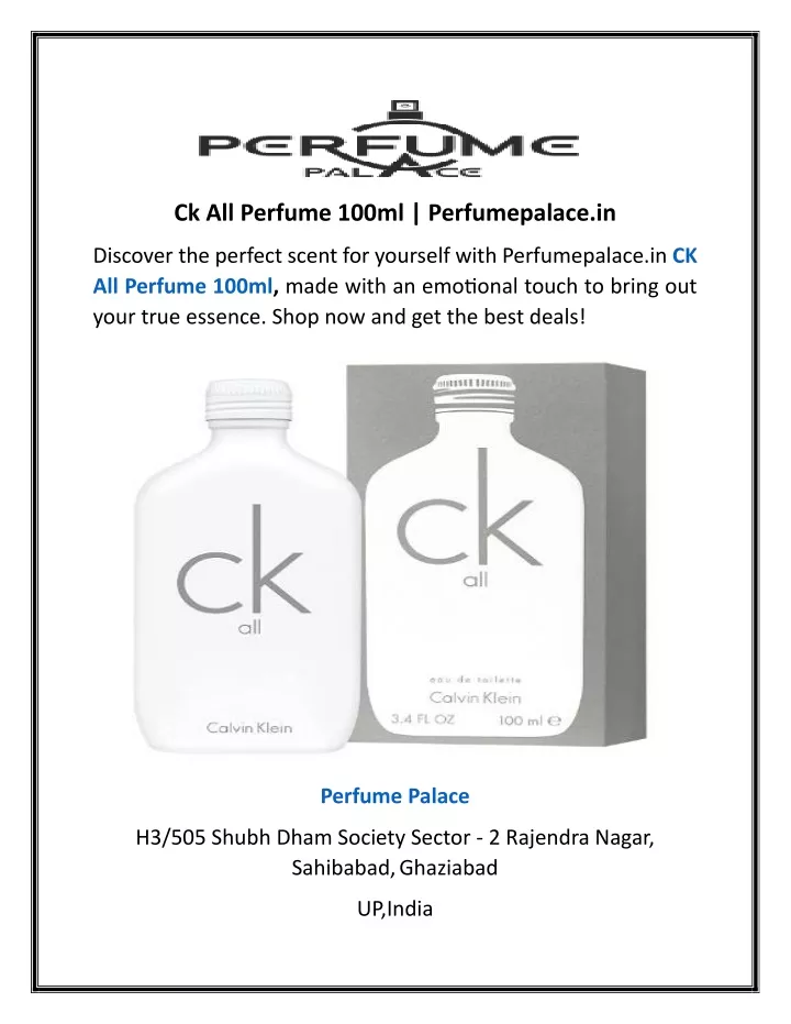 ck all perfume 100ml perfumepalace in