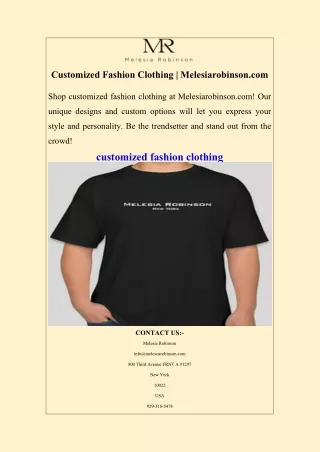Customized Fashion Clothing  Melesiarobinson.com