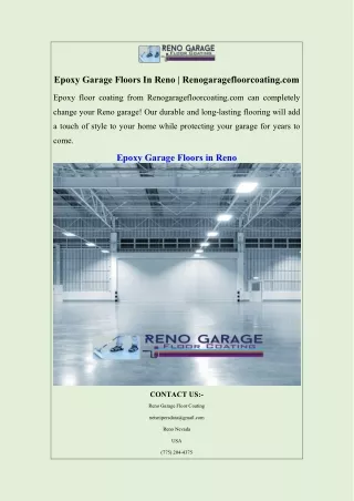 Epoxy Garage Floors In Reno  Renogaragefloorcoating.com