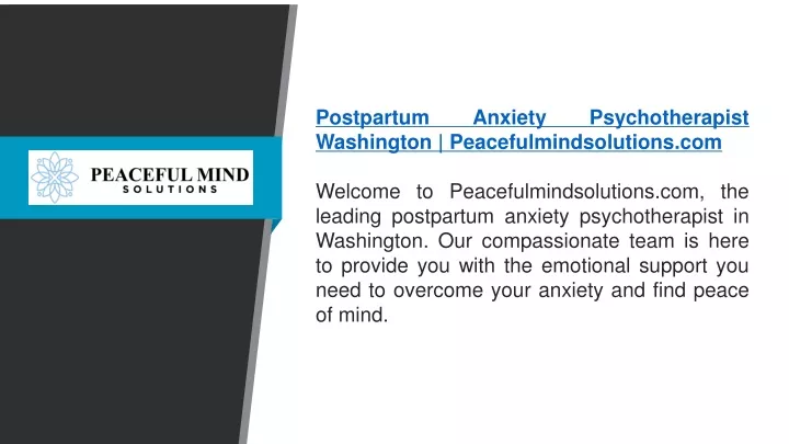 postpartum anxiety psychotherapist washington