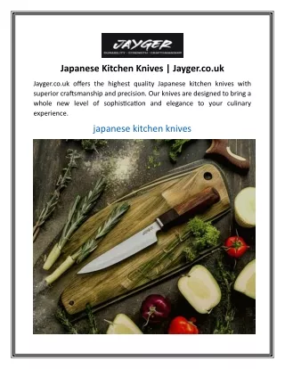 Japanese Kitchen Knives  Jayger.co.uk