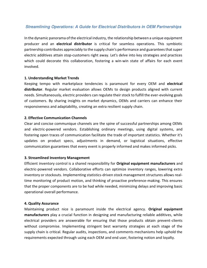 streamlining operations a guide for electrical