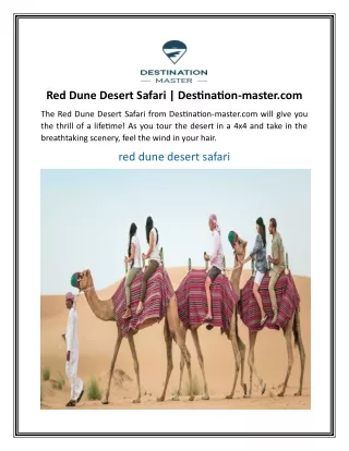 Red Dune Desert Safari  Destination-master