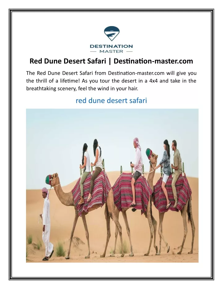 red dune desert safari destination master com