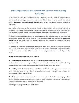 enhancing power solutions distribution boxes