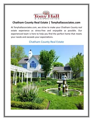 Chatham County Real Estate  Tonyhallassociates
