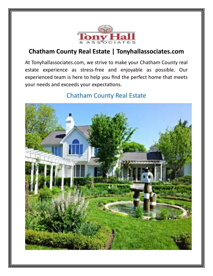 chatham county real estate tonyhallassociates com