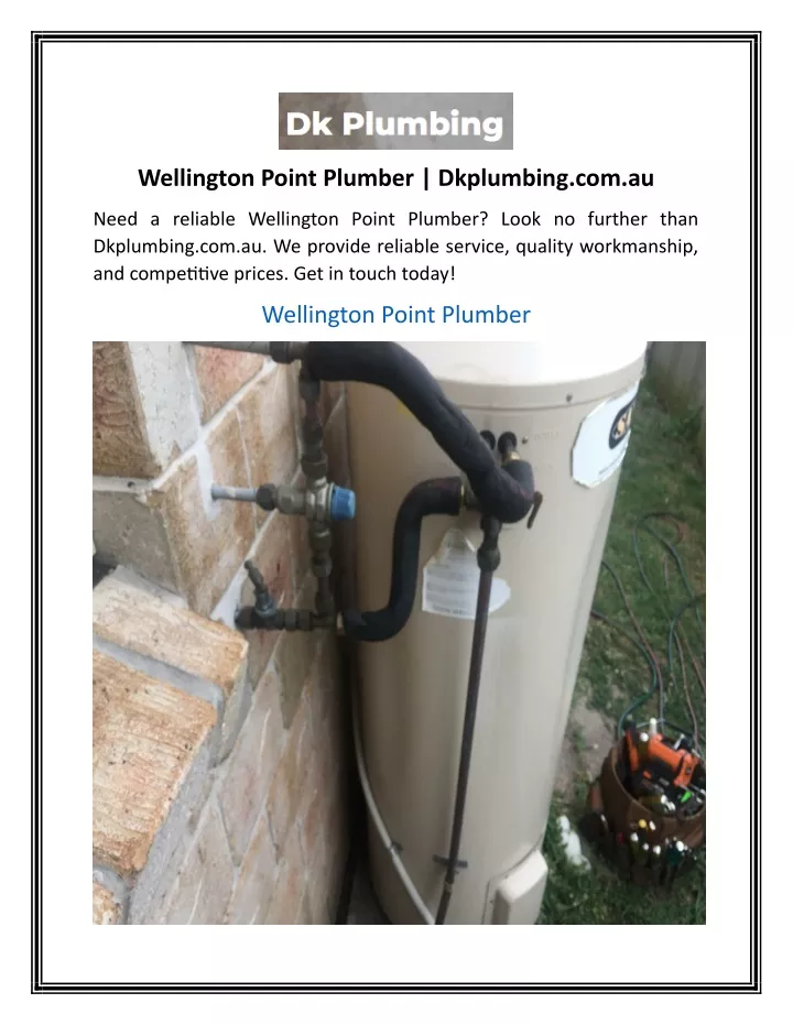 wellington point plumber dkplumbing com au