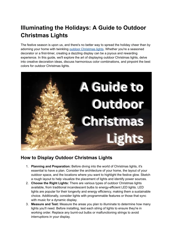 PPT - Illuminating the Holidays_ A Guide to Outdoor Christmas Lights PowerPoint Presentation 