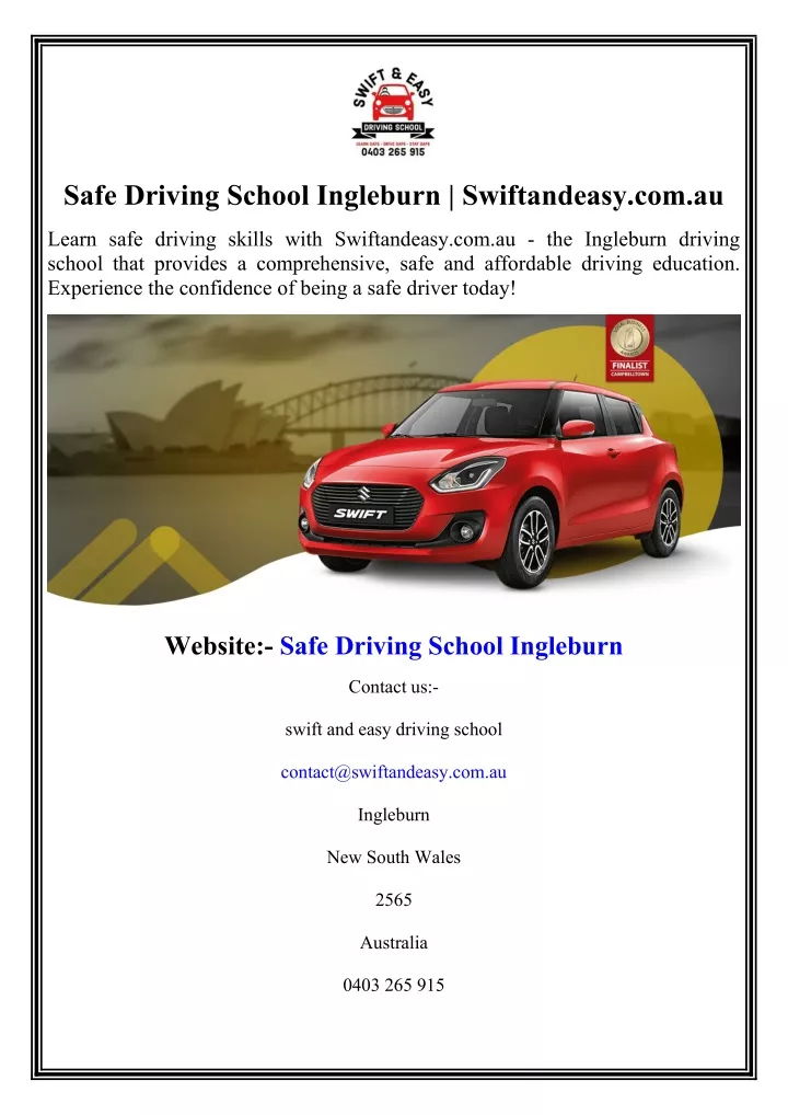 safe driving school ingleburn swiftandeasy com au