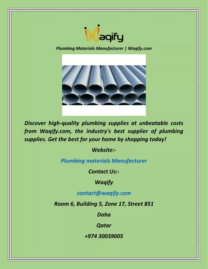 plumbing materials manufacturer waqify com