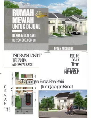 KPR, 0896-7118-5628 diJual Rumah Murah di Kampung Inggris Kediri GSA Land