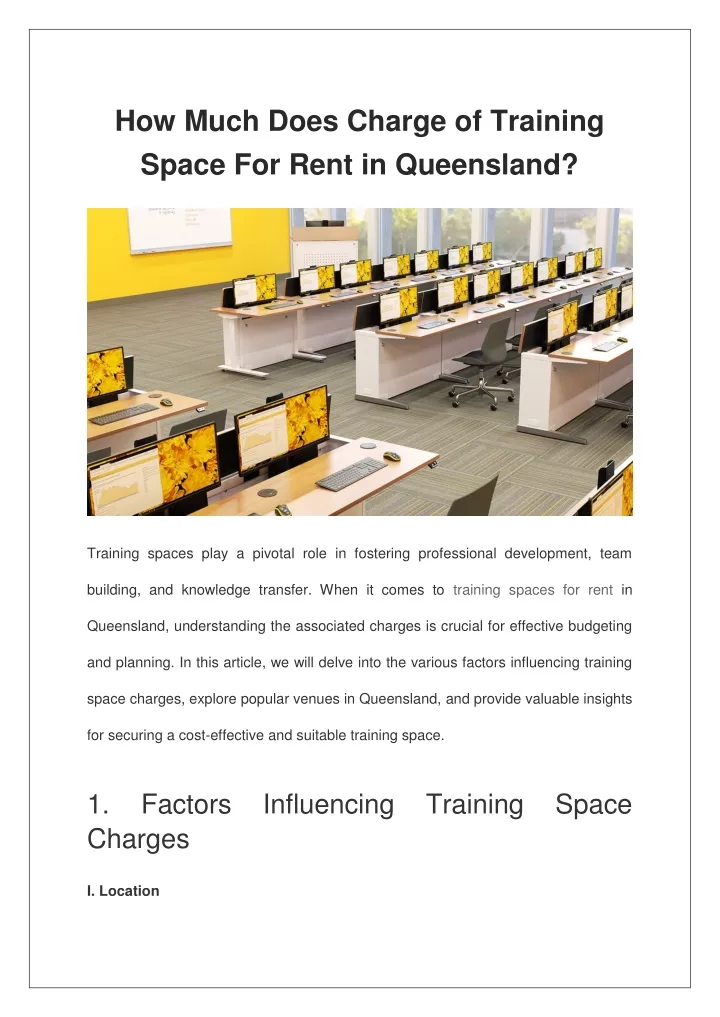 how much does charge of training space for rent