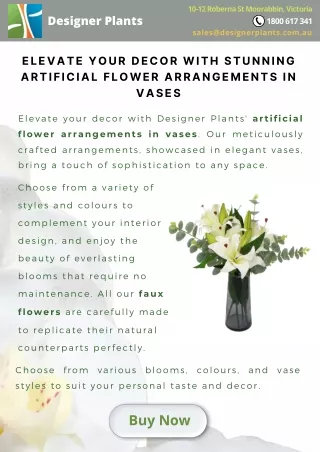 Elevate Your Decor with Stunning Artificial Flower Arrangements in Vases