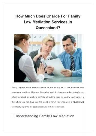 How Much Does Charge For Family Law Mediation Services in Queensland?
