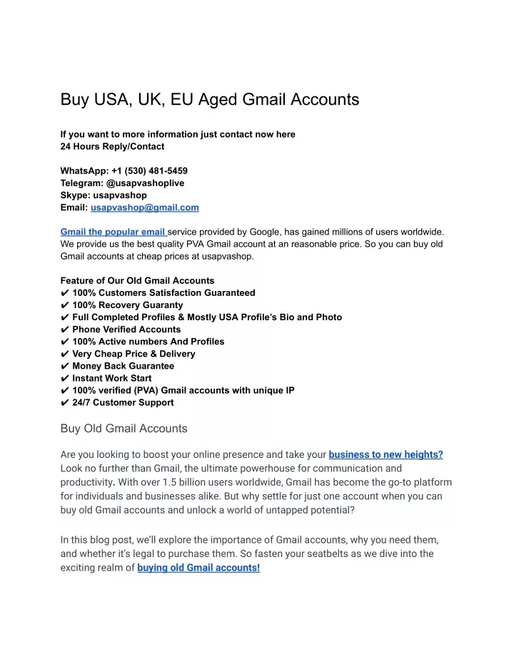 buy usa uk eu aged gmail accounts