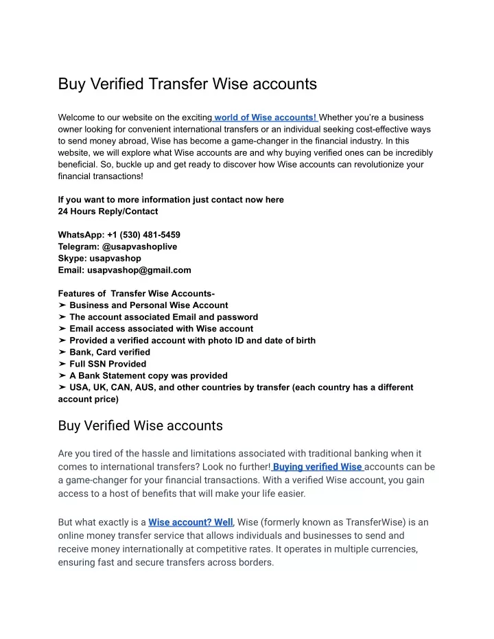 buy verified transfer wise accounts