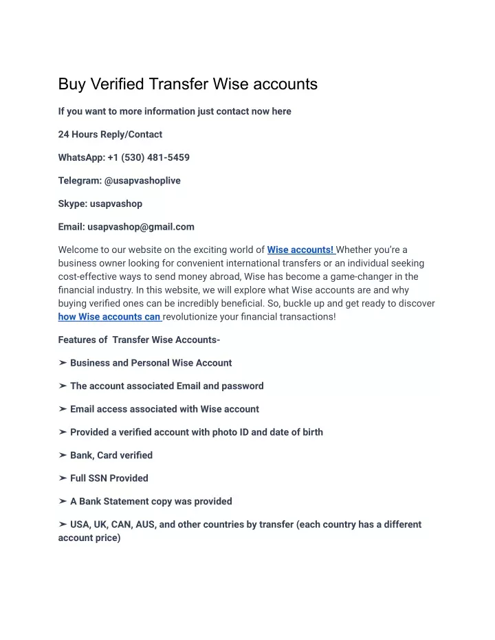 buy verified transfer wise accounts