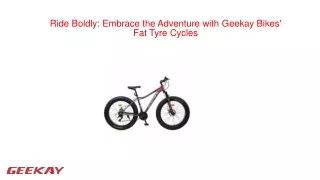 Embrace the Adventure with Geekay Bikes' Fat Tyre Cycles