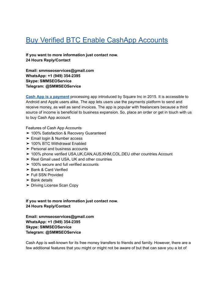 buy verified btc enable cashapp accounts