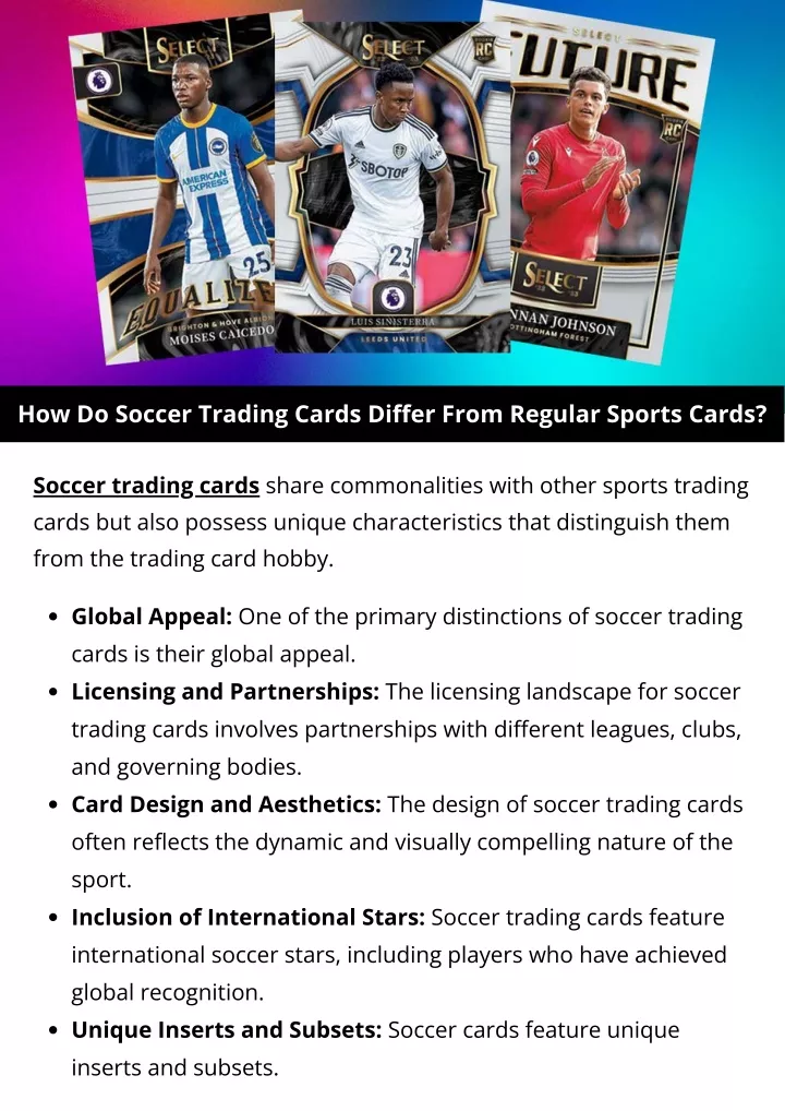 how do soccer trading cards differ from regular