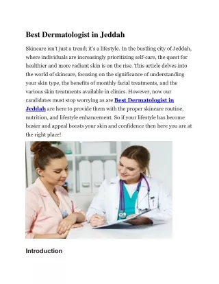 Best Dermatologist in Jeddah