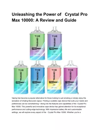 unleashing the power of crystal pro max 10000