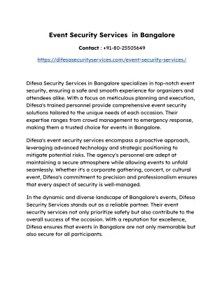 Event Security Services  in Bangalore