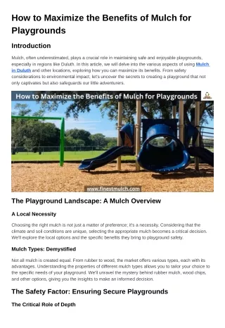 How to Maximize the Benefits of Mulch for Playgrounds