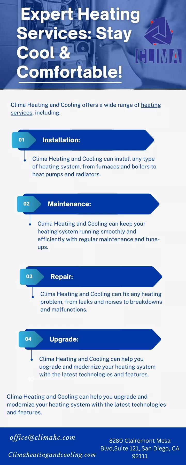 clima heating and cooling offers a wide range