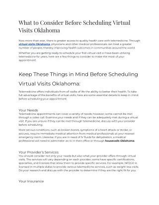 What to Consider Before Scheduling Virtual Visits Oklahoma