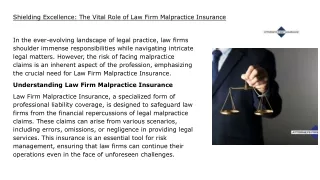 Shielding Excellence The Vital Role of Law Firm Malpractice Insurance