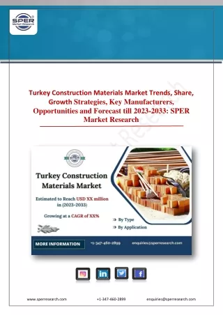 Turkey Construction Materials Market Trends, Share, Growth Opportunities by 2033