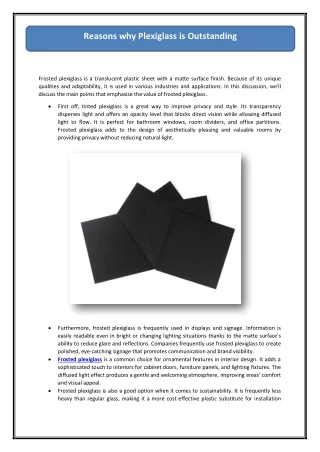 reasons why plexiglass is outstanding