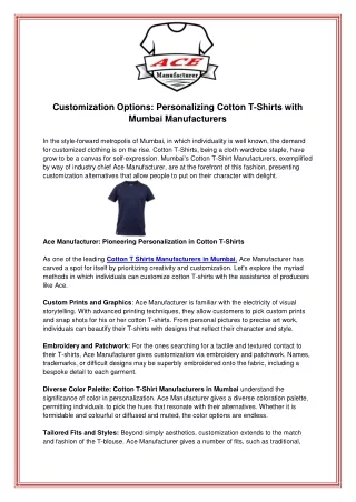 Customization Options  Personalizing Cotton T Shirts with Mumbai Manufacturers