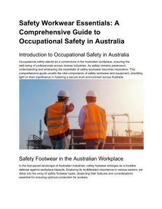 Safety Workwear Essentials: A Comprehensive Guide to Occupational Safety