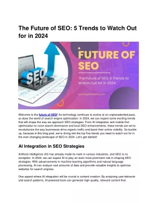 The Future of SEO 5 Trends to Watch Out for in 2024