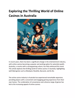 Exploring the Thrilling World of Online Casinos in Australia
