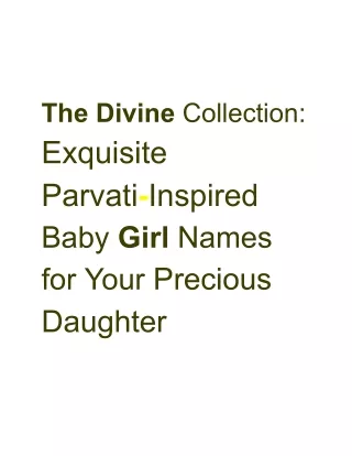 The Divine Collection_ Exquisite Parvati-Inspired Baby Girl Names for Your Precious Daughter