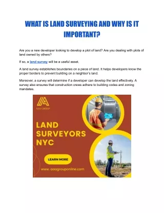 Know About Land Survey And Its Important | AAA Group
