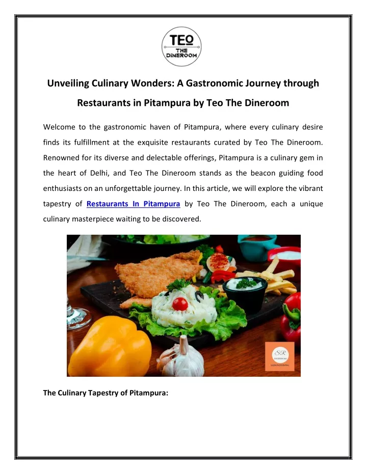 unveiling culinary wonders a gastronomic journey
