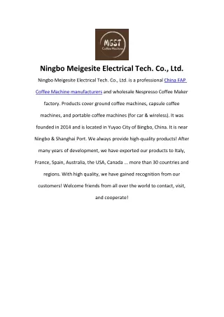 Ningbo Meigesite Electrical Tech. Co., Ltd.