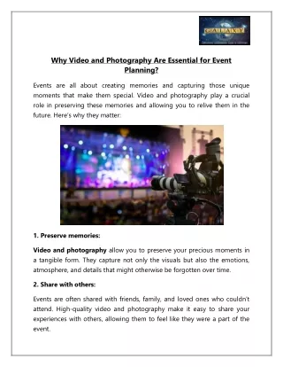 Why Video and Photography Are Essential for Event Planning