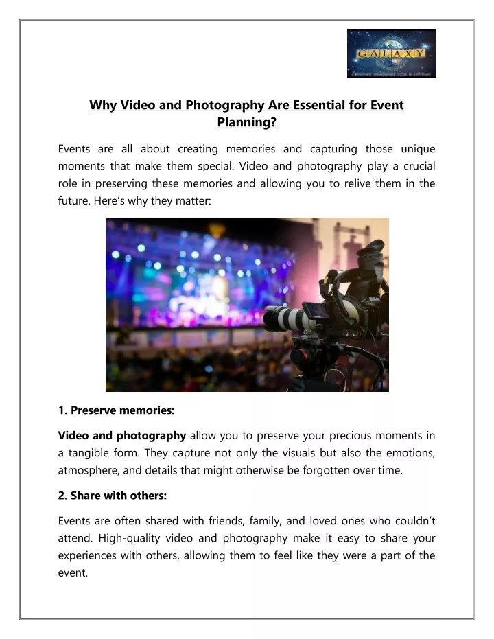 why video and photography are essential for event